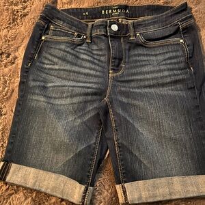 White House Black Market Denim Bermuda Shorts Casual Style